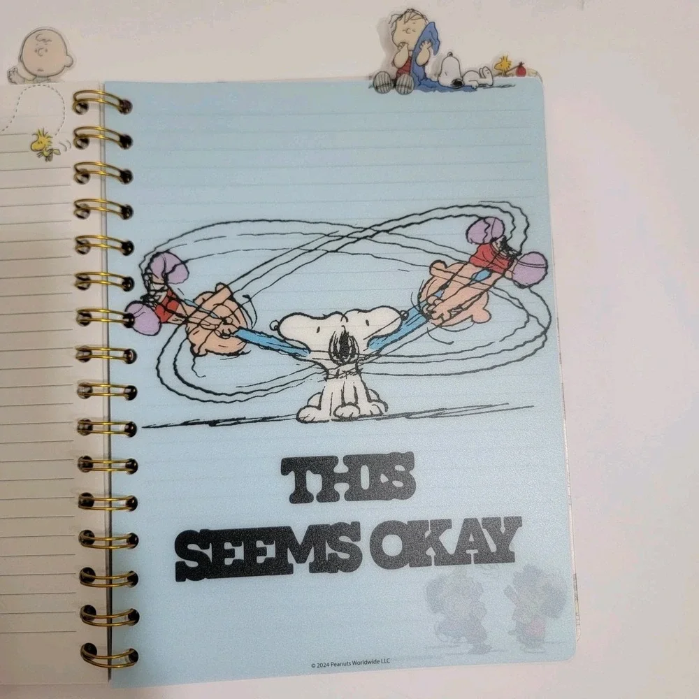 Peanuts Snoopy & The Gang Journal Notebook 96 Sheets With Tabs Vinyl 6.5w X8.5H